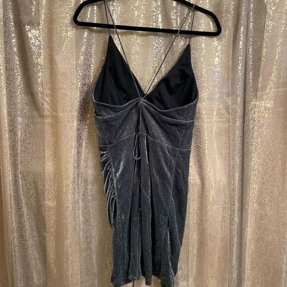 Blondie Nites Black Silver Sparkly Mini Dress, Size 15/L - Picture 2 of 7